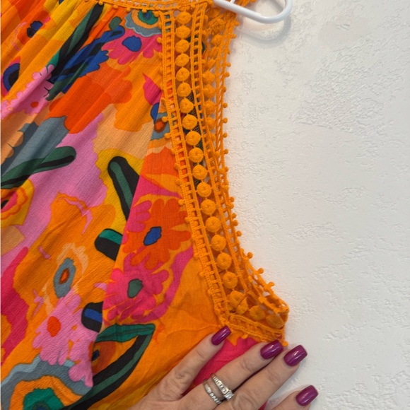 Rain Floral Cold Shoulder Top - Orange - Picture 9 of 14